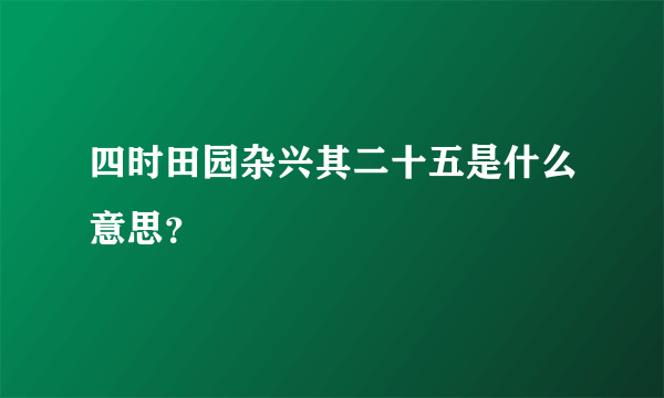 四时田园杂兴其二十五是什么意思？