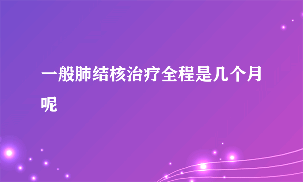 一般肺结核治疗全程是几个月呢