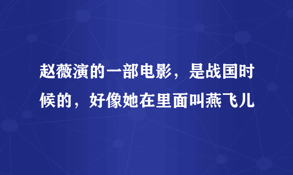 赵薇演的一部电影，是战国时候的，好像她在里面叫燕飞儿