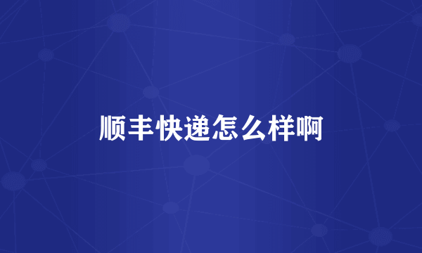 顺丰快递怎么样啊