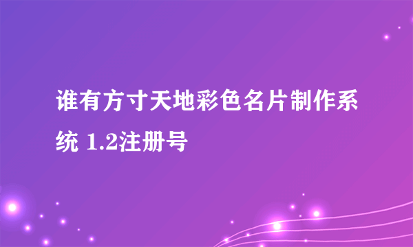 谁有方寸天地彩色名片制作系统 1.2注册号