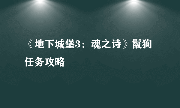 《地下城堡3：魂之诗》鬣狗任务攻略