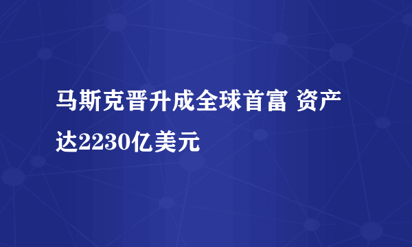 马斯克晋升成全球首富 资产达2230亿美元