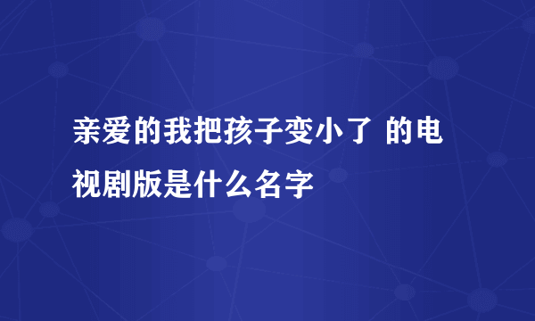 亲爱的我把孩子变小了 的电视剧版是什么名字