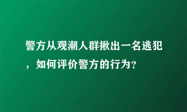 警方从观潮人群揪出一名逃犯，如何评价警方的行为？