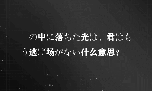 闇の中に落ちた光は、君はもう逃げ场がない什么意思？