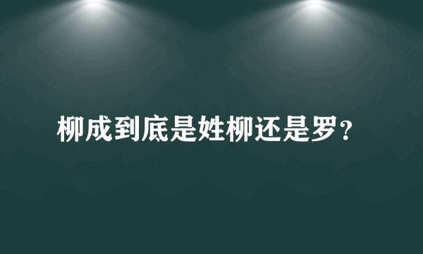 柳成到底是姓柳还是罗？