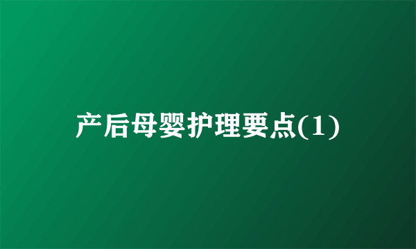 产后母婴护理要点(1)
