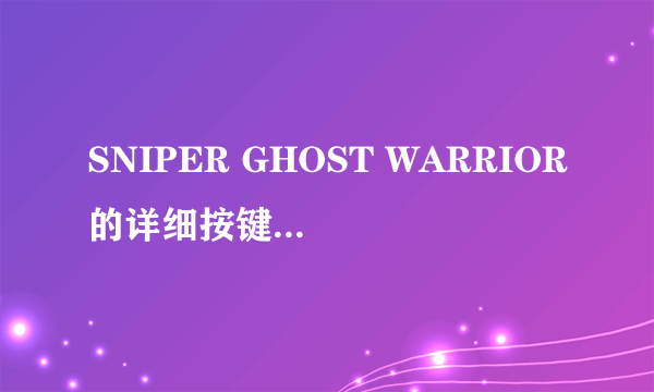 SNIPER GHOST WARRIOR的详细按键有哪些？