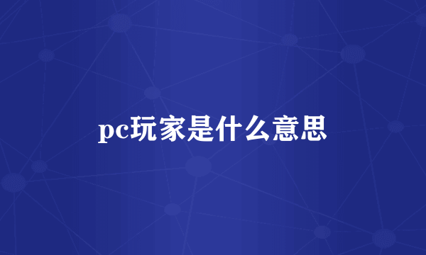 pc玩家是什么意思