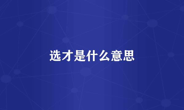 选才是什么意思