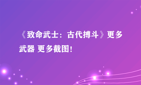 《致命武士：古代搏斗》更多武器 更多截图！