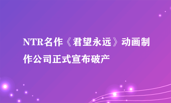 NTR名作《君望永远》动画制作公司正式宣布破产