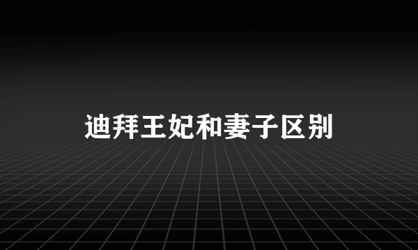 迪拜王妃和妻子区别