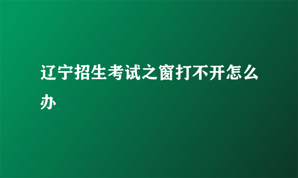 辽宁招生考试之窗打不开怎么办