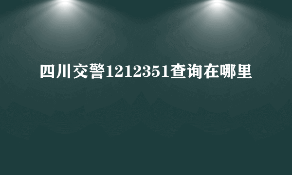 四川交警1212351查询在哪里