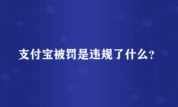 支付宝被罚是违规了什么？