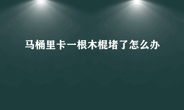 马桶里卡一根木棍堵了怎么办