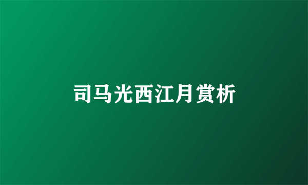 司马光西江月赏析