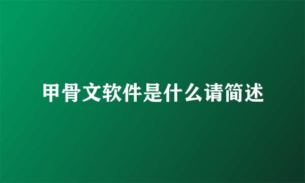 甲骨文软件是什么请简述