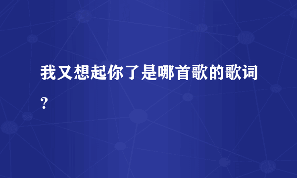 我又想起你了是哪首歌的歌词？
