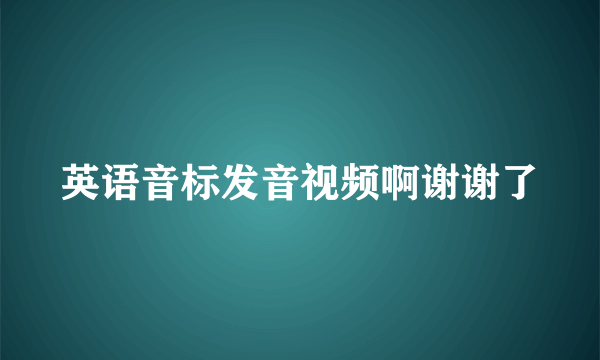 英语音标发音视频啊谢谢了