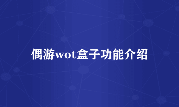 偶游wot盒子功能介绍