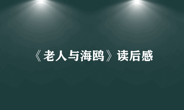 《老人与海鸥》读后感