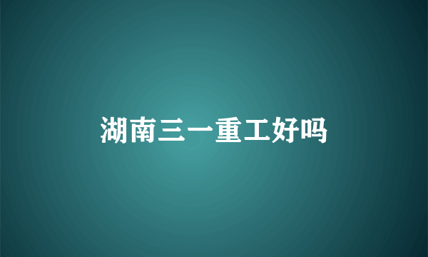 湖南三一重工好吗