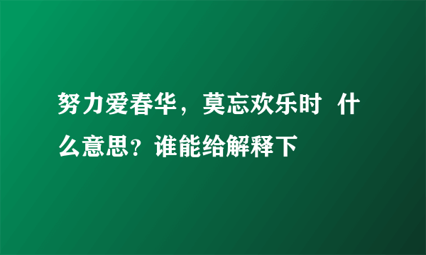 努力爱春华，莫忘欢乐时  什么意思？谁能给解释下