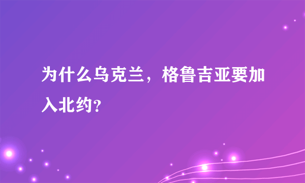 为什么乌克兰，格鲁吉亚要加入北约？
