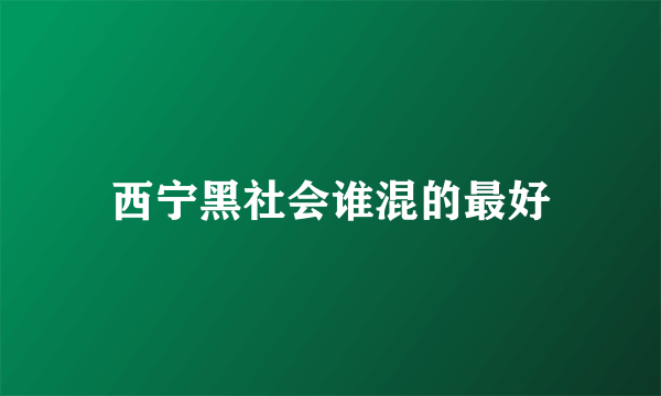 西宁黑社会谁混的最好