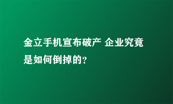 金立手机宣布破产 企业究竟是如何倒掉的？