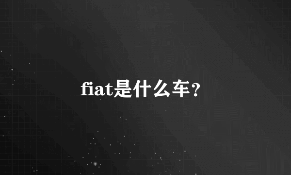 fiat是什么车？