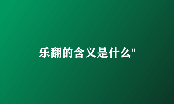 乐翻的含义是什么