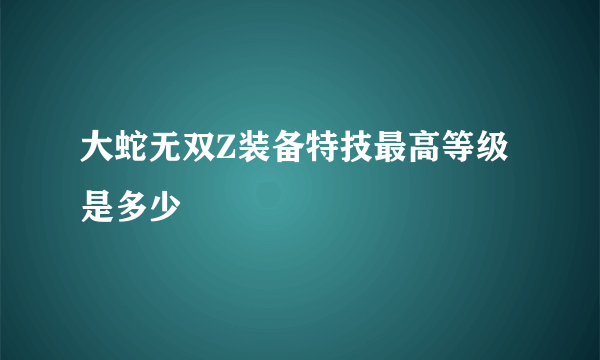 大蛇无双Z装备特技最高等级是多少