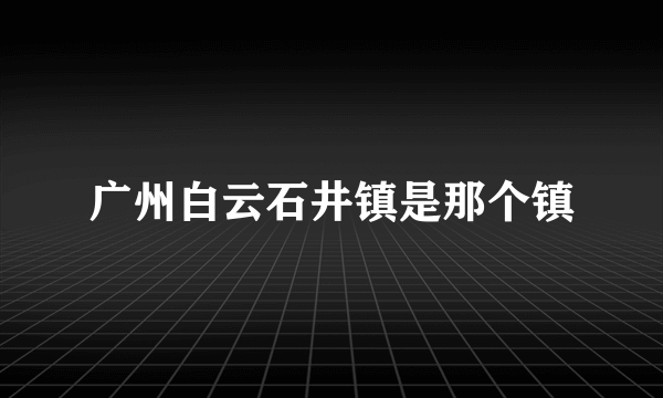 广州白云石井镇是那个镇