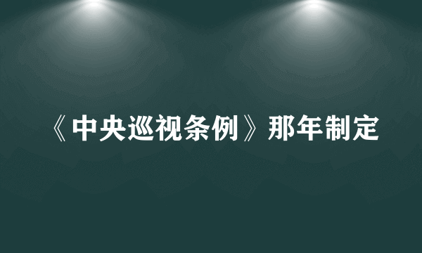 《中央巡视条例》那年制定