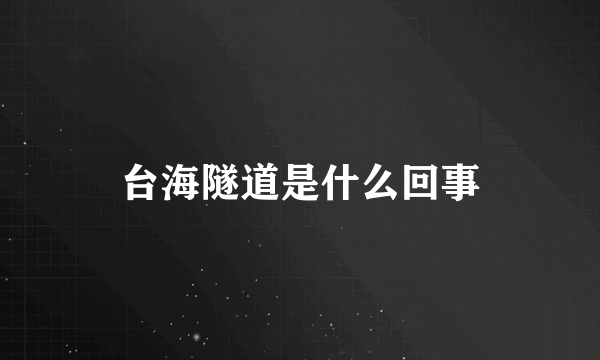 台海隧道是什么回事