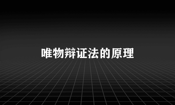 唯物辩证法的原理