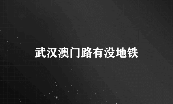 武汉澳门路有没地铁