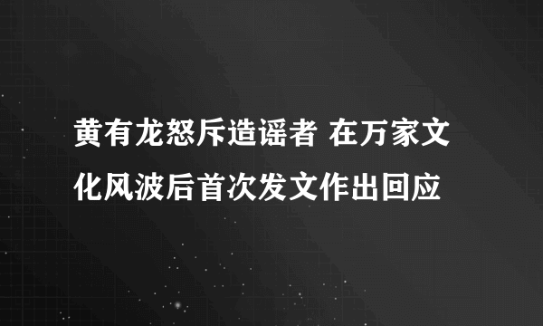 黄有龙怒斥造谣者 在万家文化风波后首次发文作出回应