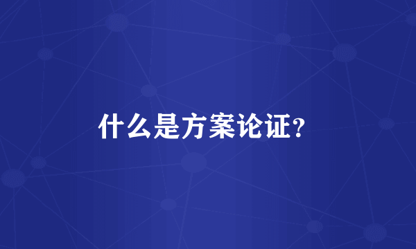 什么是方案论证？