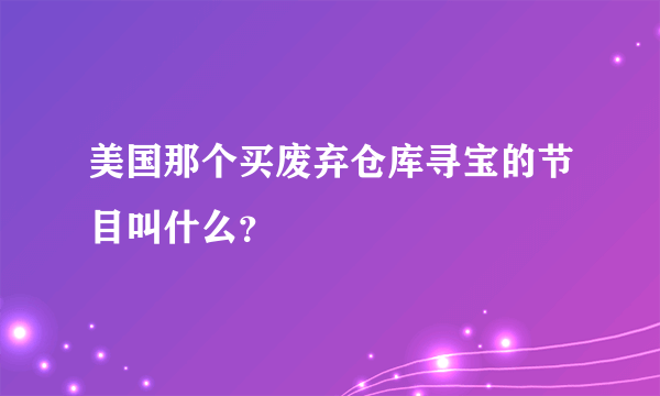 美国那个买废弃仓库寻宝的节目叫什么？