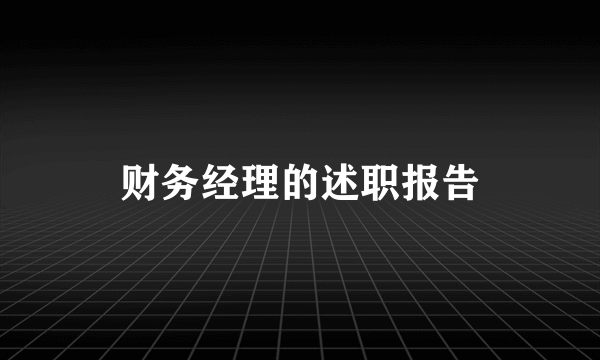 财务经理的述职报告
