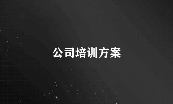 公司培训方案