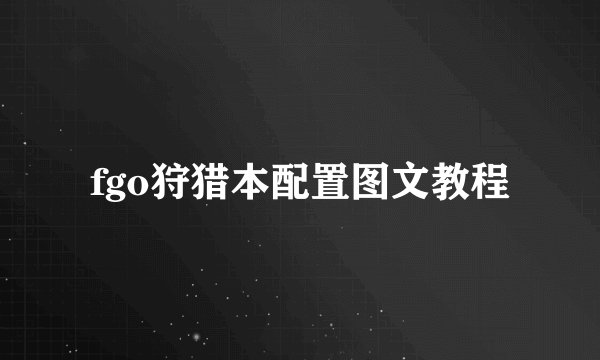 fgo狩猎本配置图文教程