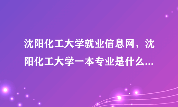 沈阳化工大学就业信息网，沈阳化工大学一本专业是什么就业干什么