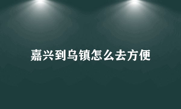 嘉兴到乌镇怎么去方便