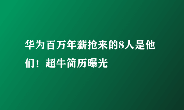 华为百万年薪抢来的8人是他们！超牛简历曝光